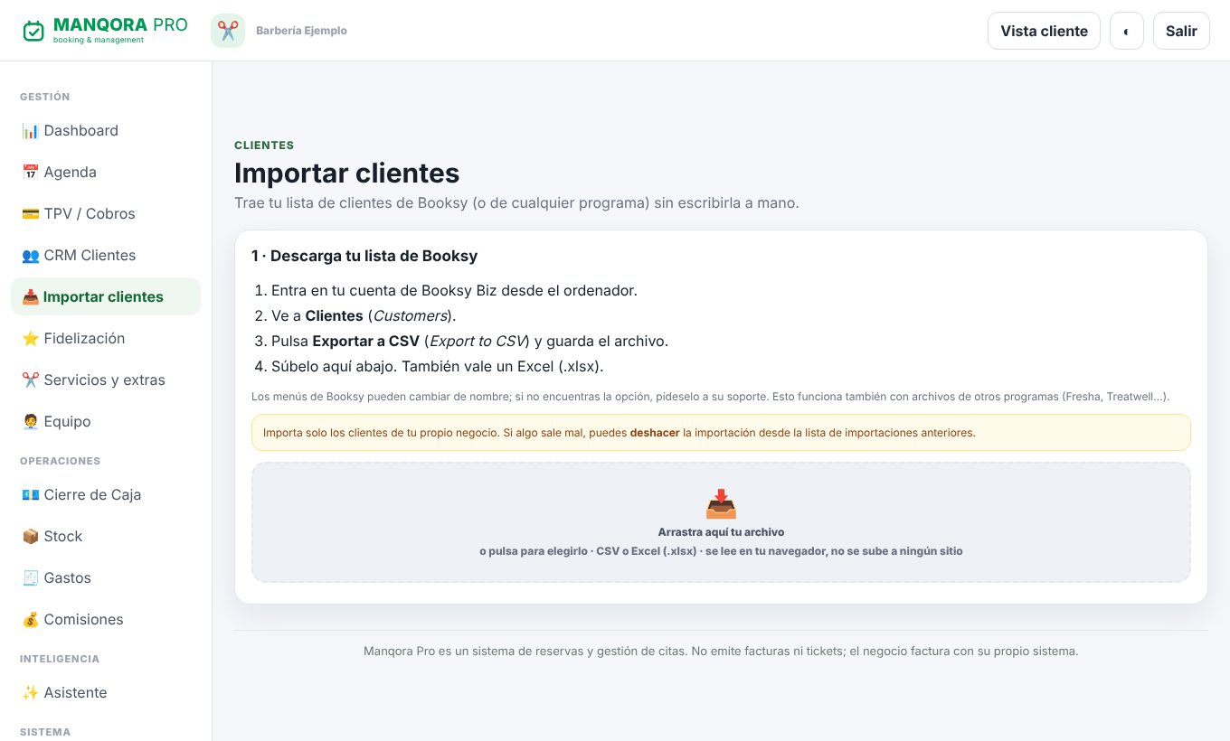 Pantalla para importar clientes