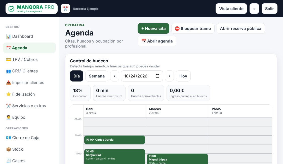 Agenda de la barbería con las citas de cada profesional